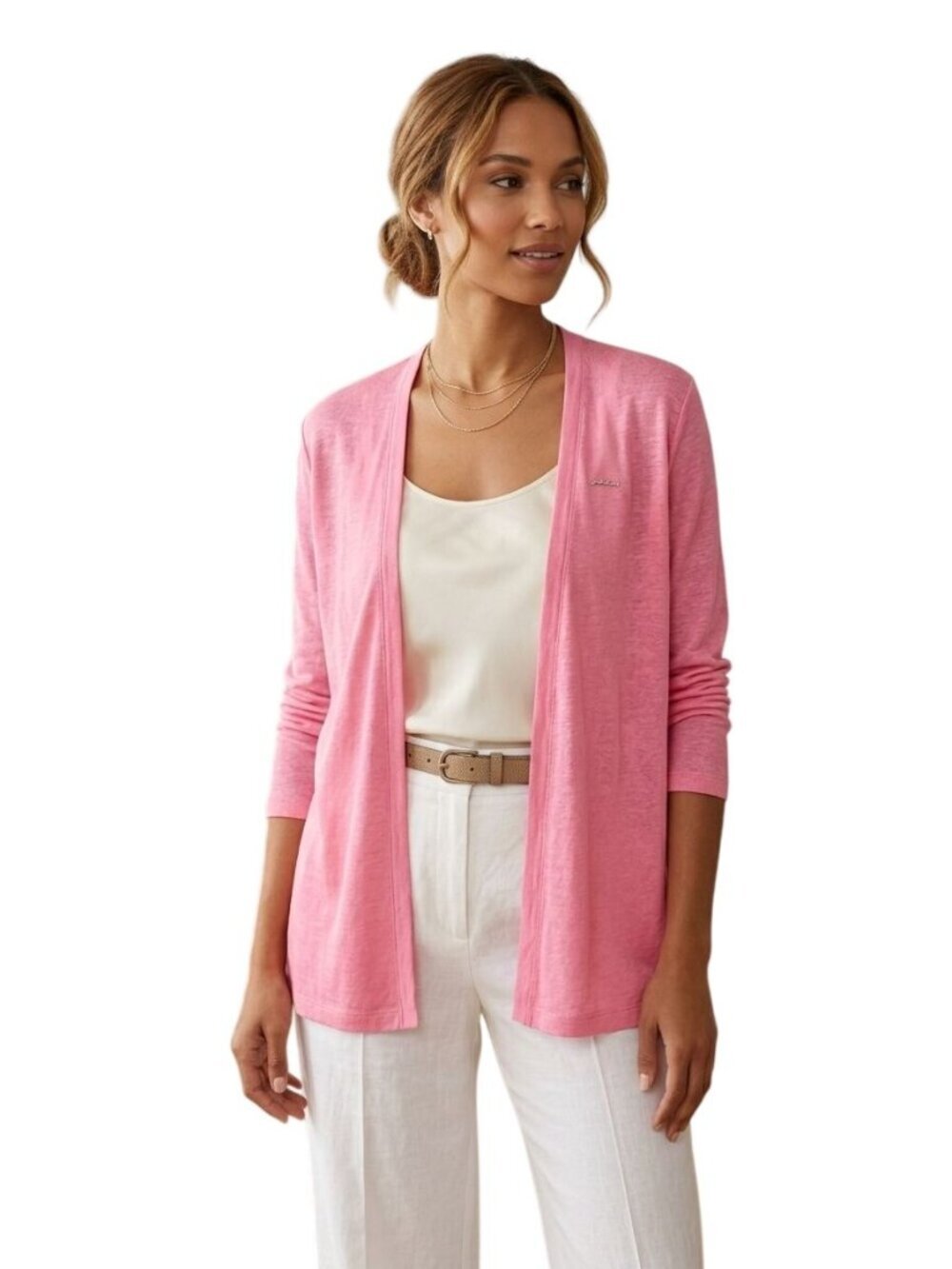 Cynthia Rowley Bubblegum Pink Linen Open Front Lightweight Cardigan Size XL